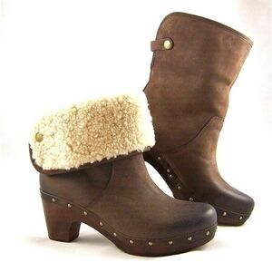 Like NEW UGG AUSTRALIA LYNNEA BROWN NUBUCK Studded Shearling LEATHER BOOTS 5